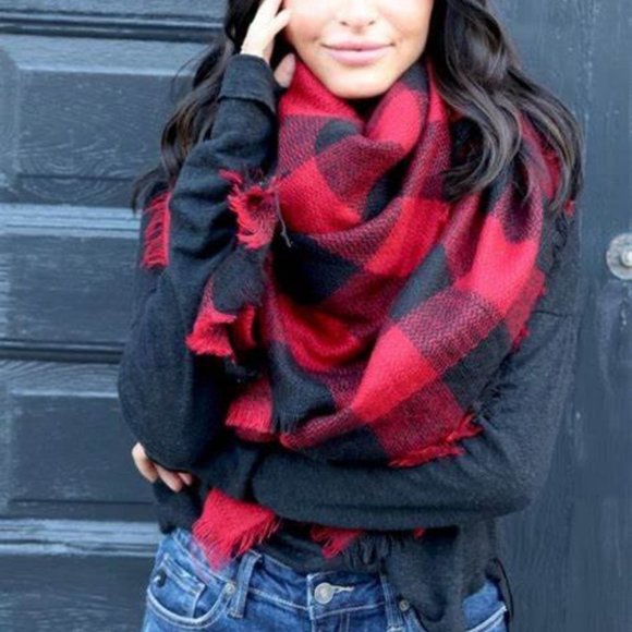 MODA ME COUTURE Accessories - Checkered Plaid scarf black & red